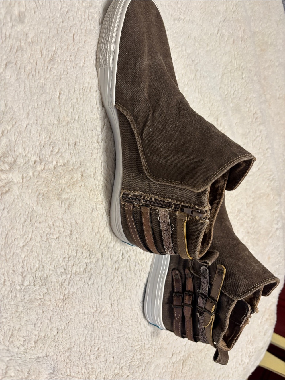 Blowfish Brown Slip-On Canvas High-Top Sneakers with White Sole Sz 11 - Picture 7 of 10